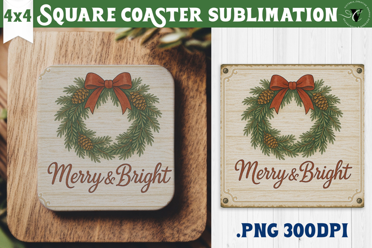 Retro Christmas Square Coasters | Christmas quotes