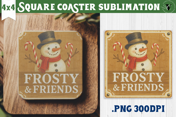 Retro Christmas Square Coasters | Christmas quotes