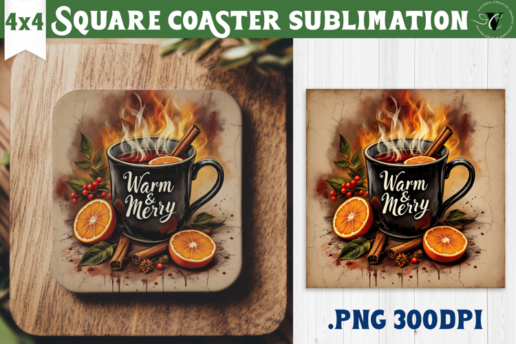 Retro Christmas Square Coasters | Christmas quotes