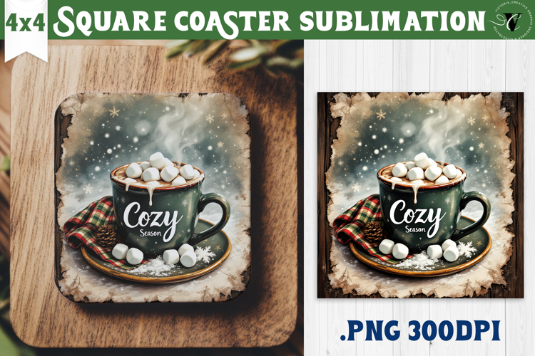 Retro Christmas Square Coasters | Christmas quotes