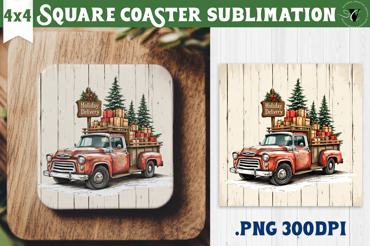 Retro Christmas Square Coasters | Christmas quotes