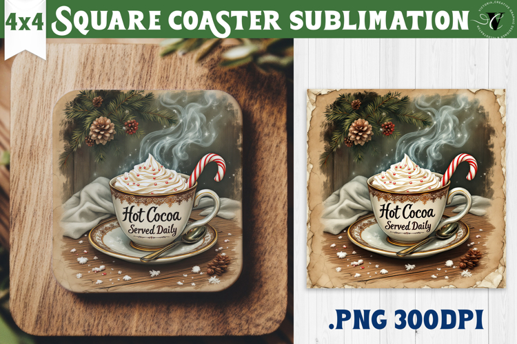 Retro Christmas Square Coasters | Christmas quotes