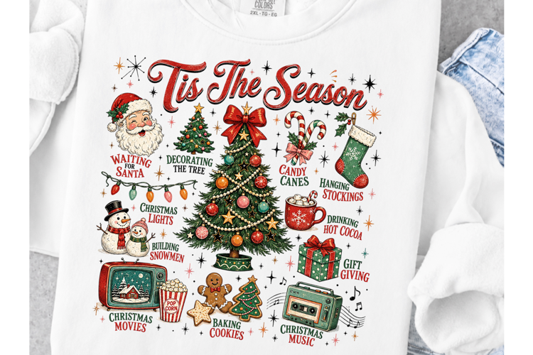 Retro Christmas Sublimation Design, Festive Holiday PNG