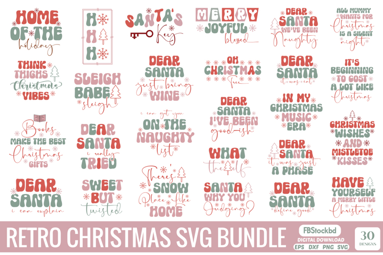 Retro Christmas SVG Bundle, Retro Christmas Tree SVG, Retro