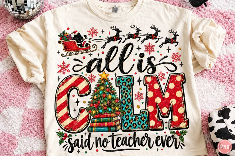 Retro Christmas Teacher Sublimation