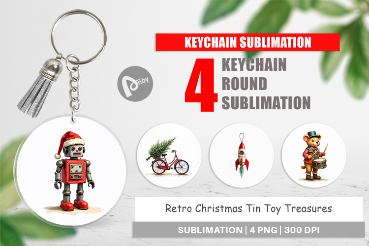 Retro Christmas Tin Toy Keychain