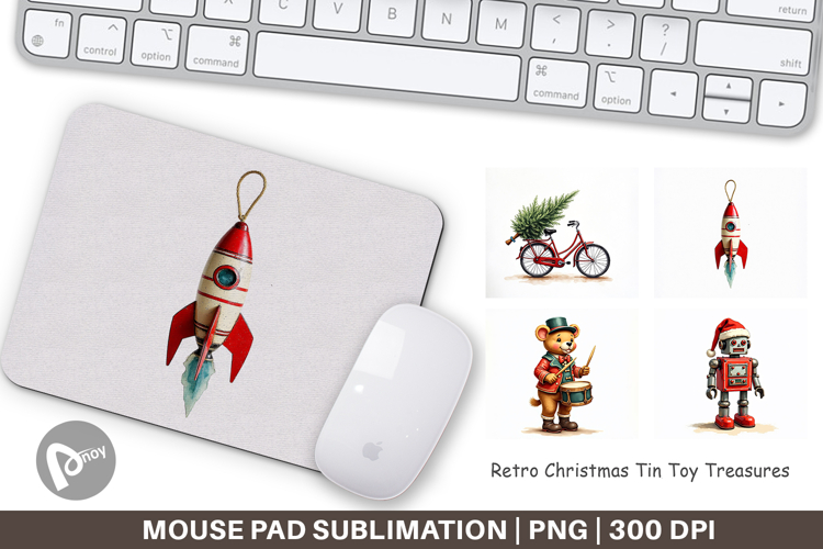 Retro Christmas Tin Toy Mouse Pad