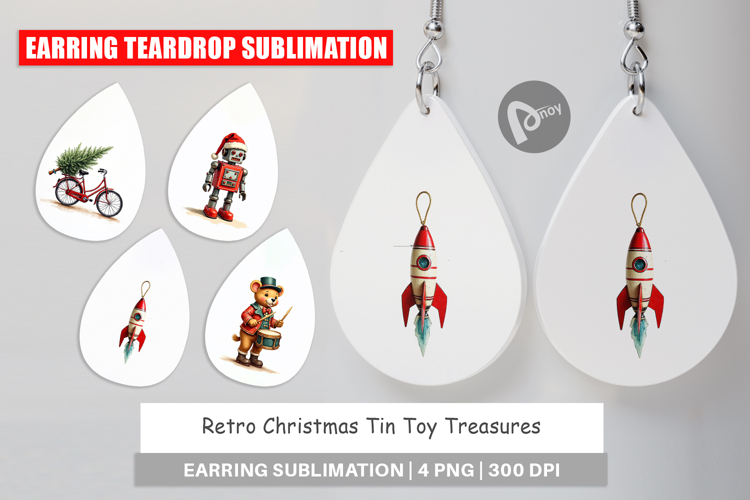 Retro Christmas Tin Toy Earring