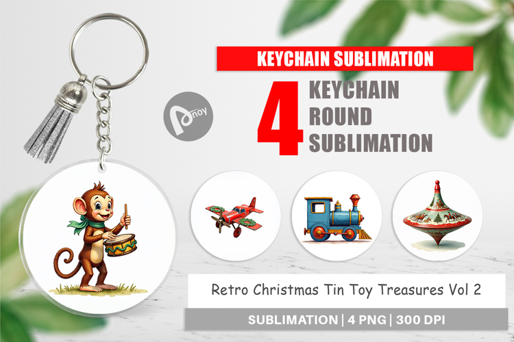 Retro Christmas Tin Toy Keychain