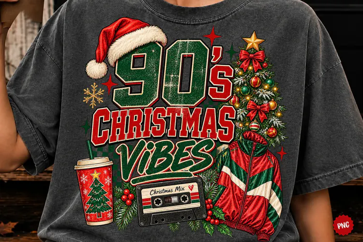Retro Christmas Vibes PNG