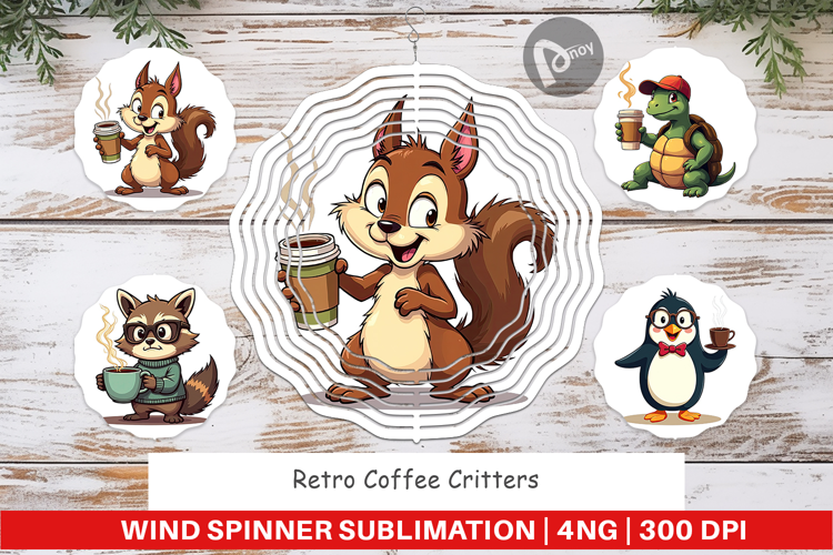 Wind Spinner Retro Coffee Critters