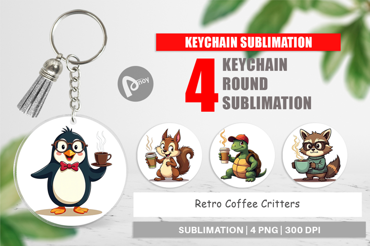 Keychain Retro Coffee Critters