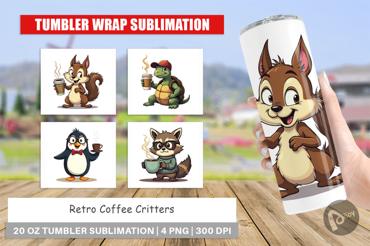 Tumbler Retro Coffee Critters
