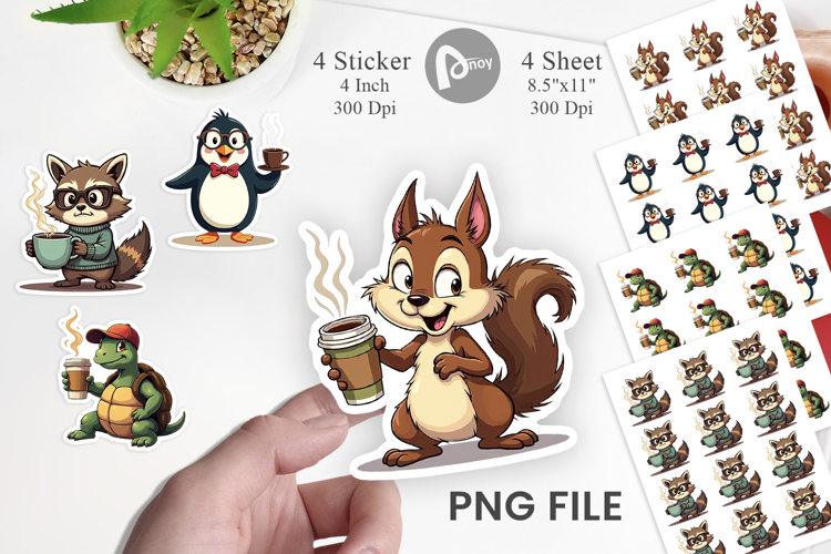 Retro Coffee Critters Sticker