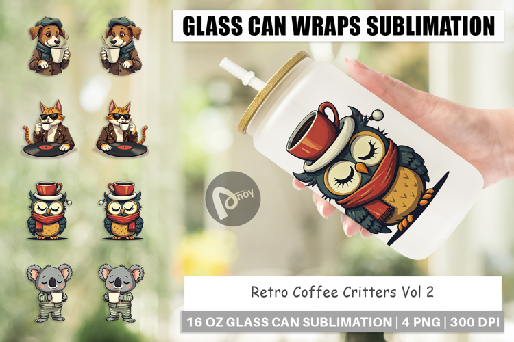 Glass Can Retro Coffee Critters