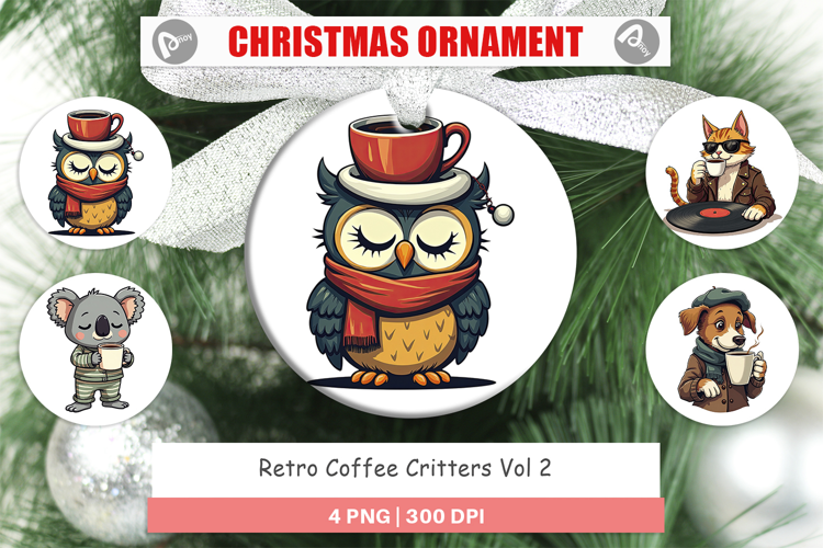 Ornament Retro Coffee Critters