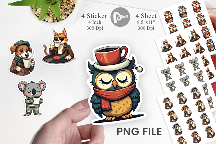 Retro Coffee Critters Sticker