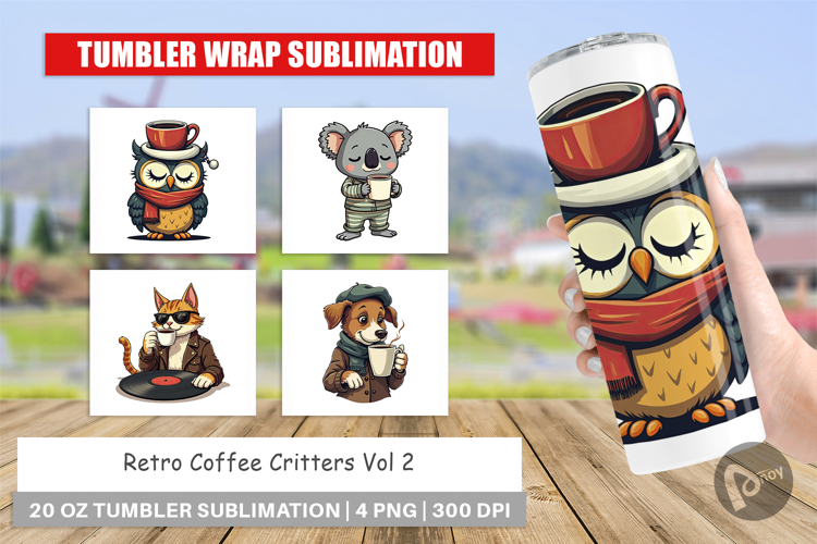 Tumbler Retro Coffee Critters