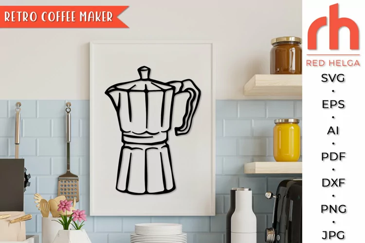 Retro Coffee Maker SVG, Moka Pot Cut File, Italian Coffee