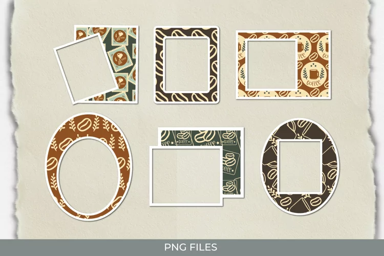 Retro Coffee Postage Pattern Frame Set