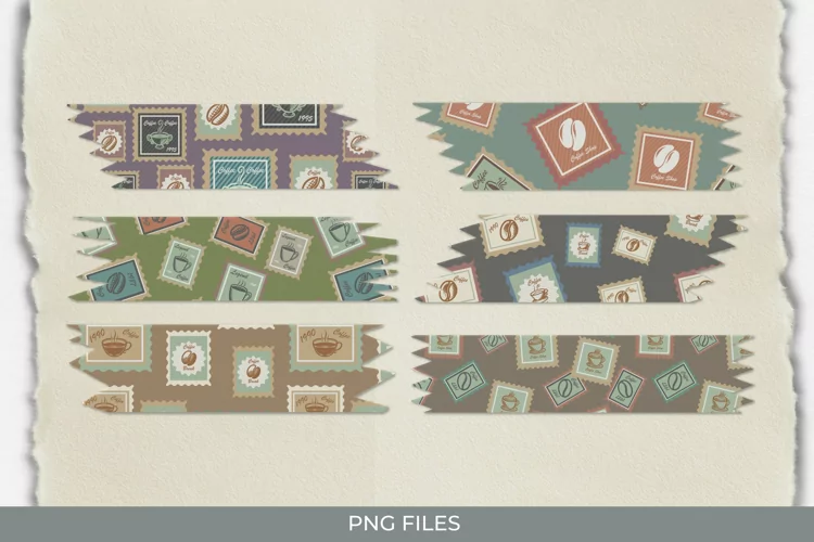Retro Coffee Postage Patterned Tape