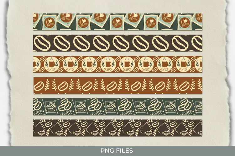 Retro Coffee Postage Seamless Strips