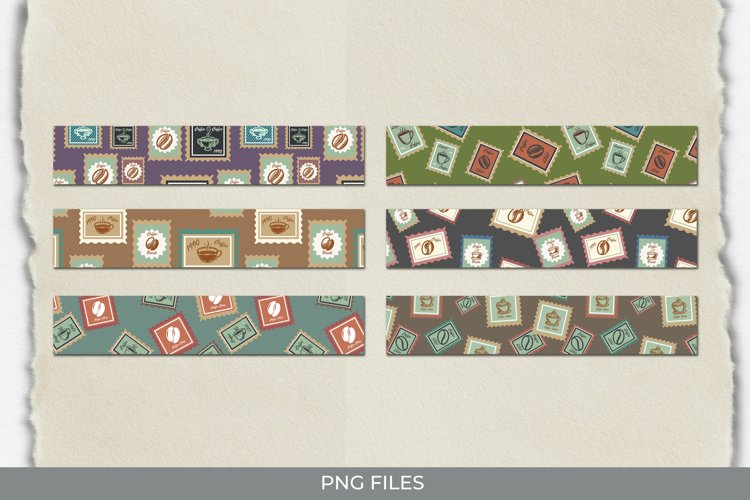 Retro Coffee Postage Seamless Strips example image 1