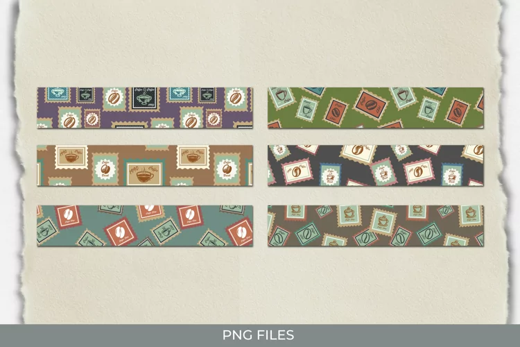 Retro Coffee Postage Seamless Strips