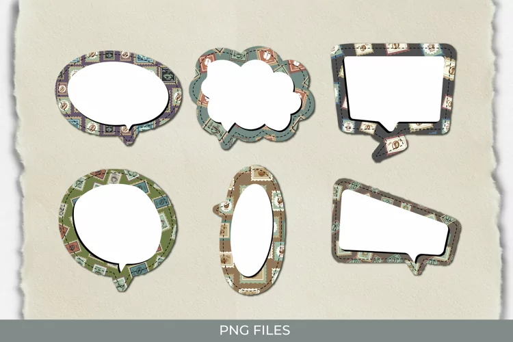 Retro Coffee Postage Speech Bubbles