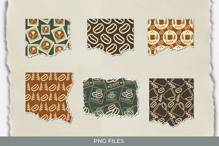 Retro Coffee Postage Torn Paper