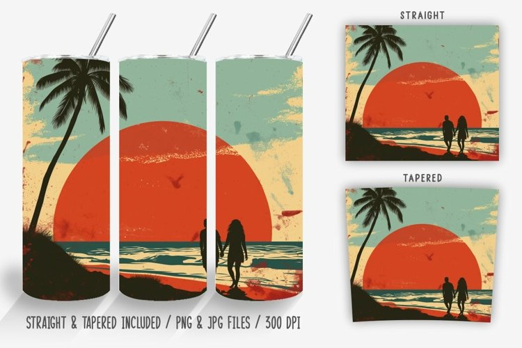 Retro Couple on the Coastline Tumbler