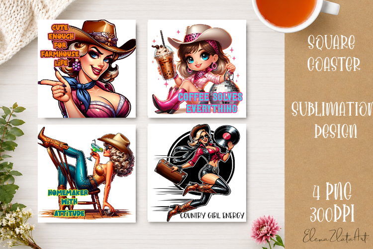 Retro Cowgirl Housewives Coaster Sublimation | Western