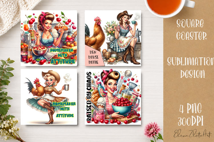 Retro Cowgirl Housewives Coaster Sublimation | Pink Western