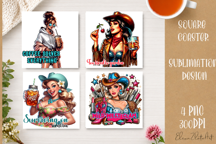 Retro Cowgirl Housewives Coaster Sublimation | Pink Western