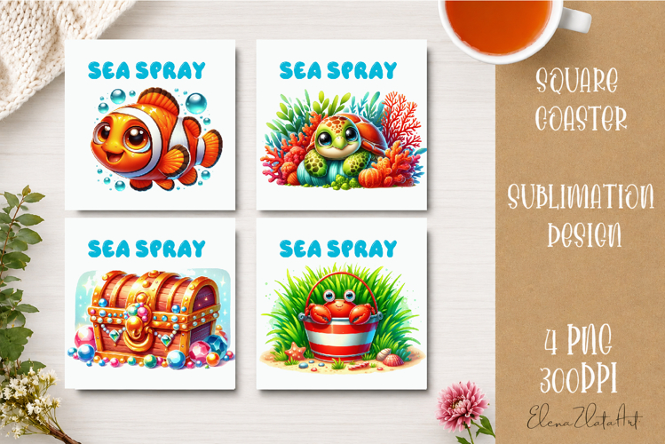 Beach Coaster Sublimation. Sea Coaster Design