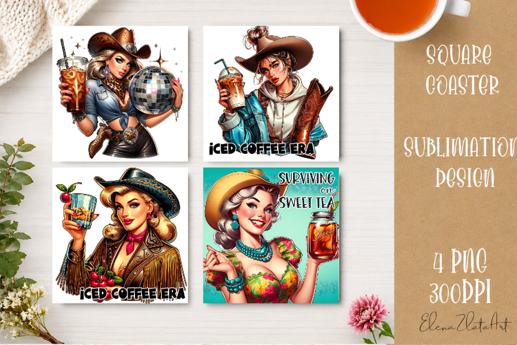 Retro Cowgirl Housewives Coaster Sublimation | Pink Western