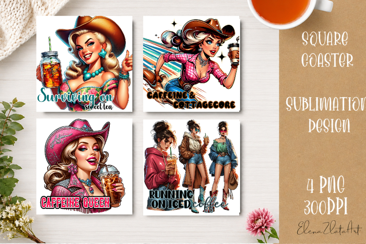 Retro Cowgirl Housewives Coaster Sublimation | Pink Western