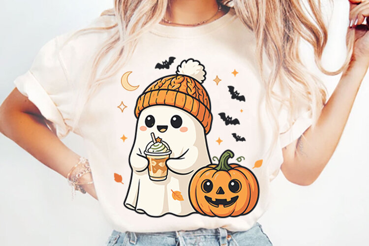 Retro Cute Ghost PNG Designs example image 1