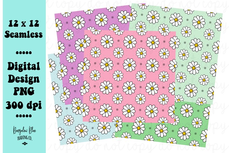 Retro Daisy Seamless Pattern Digital Paper Download