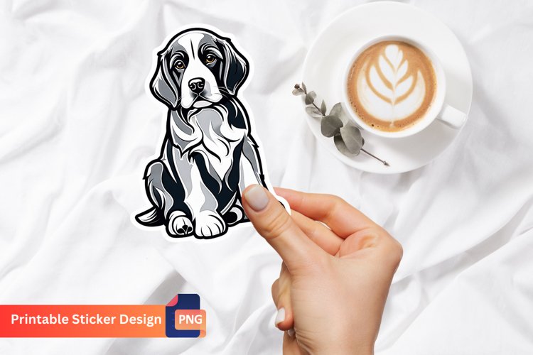 Retro dog Printable stickers