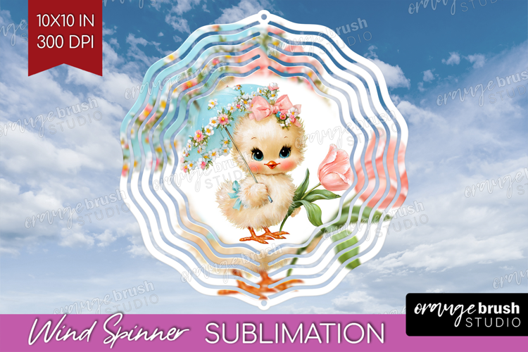 Retro Easter Wind Spinner Sublimation PNG - Cute Animal