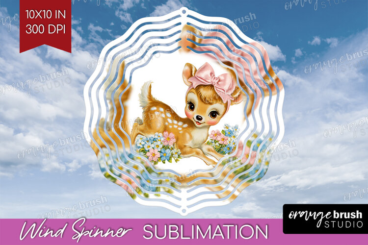 Retro Easter Wind Spinner Sublimation PNG - Cute Animal example image 1