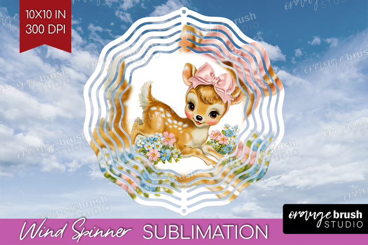 Retro Easter Wind Spinner Sublimation PNG - Cute Animal