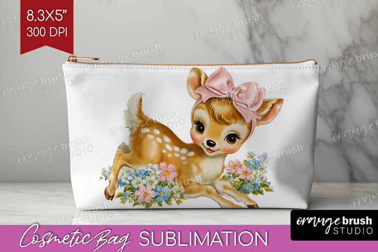 Retro Easter Cosmetic Bag - Cute Animal Makeup Bag PNG