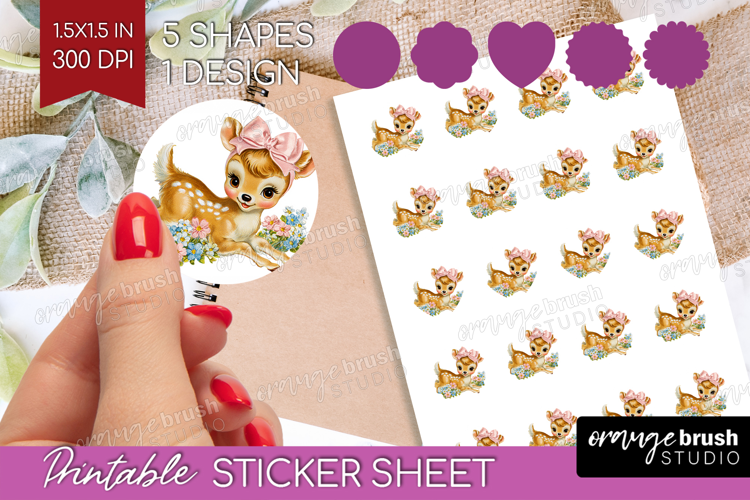 Retro Easter Round Sticker - Cute Animal Printable Sticker