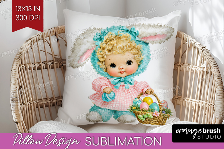 Retro Easter Pillow Sublimation - Cute Animal Pillow Cover
