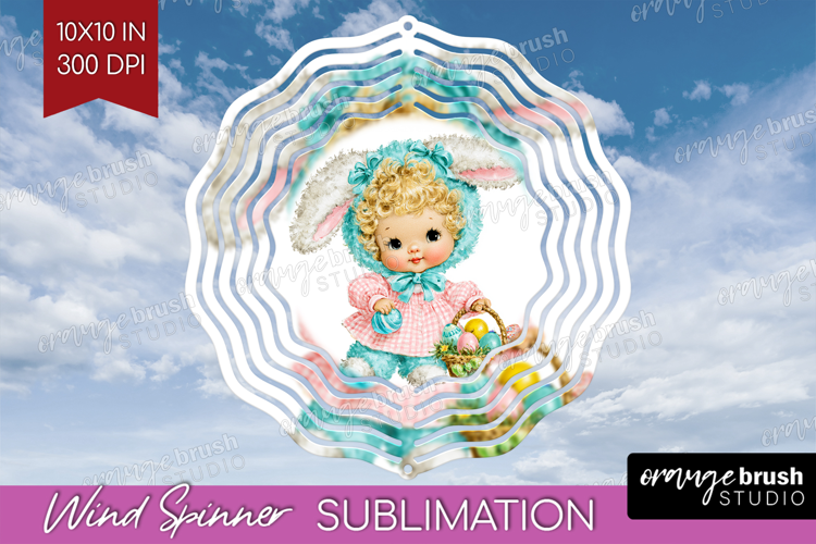 Retro Easter Wind Spinner Sublimation PNG - Cute Animal