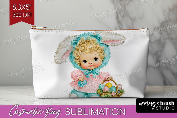 Retro Easter Cosmetic Bag - Cute Animal Makeup Bag PNG