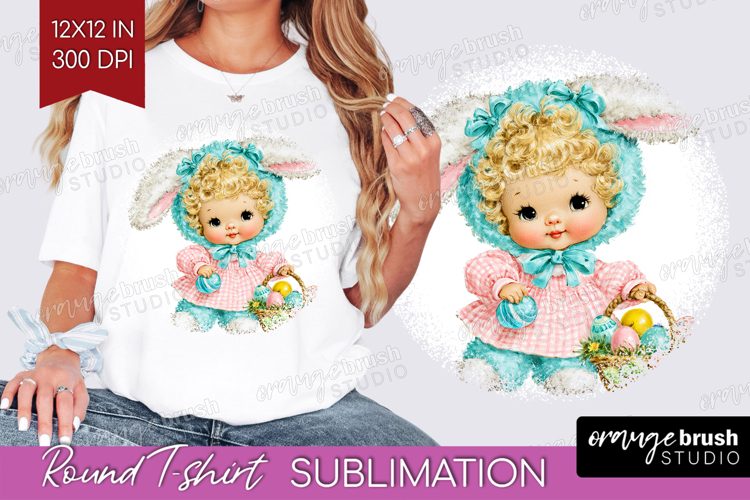 Retro Easter Round Tshirt Background - Cute Animal PNG