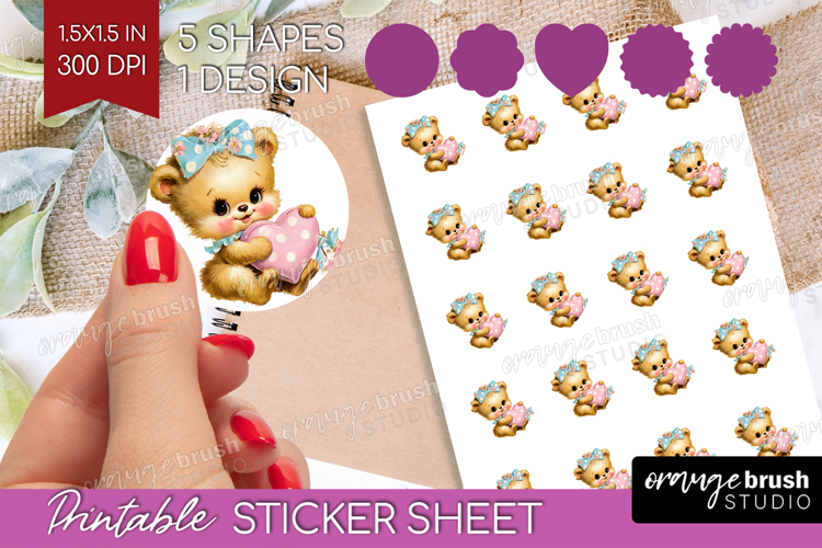 Retro Easter Round Sticker - Cute Animal Printable Sticker